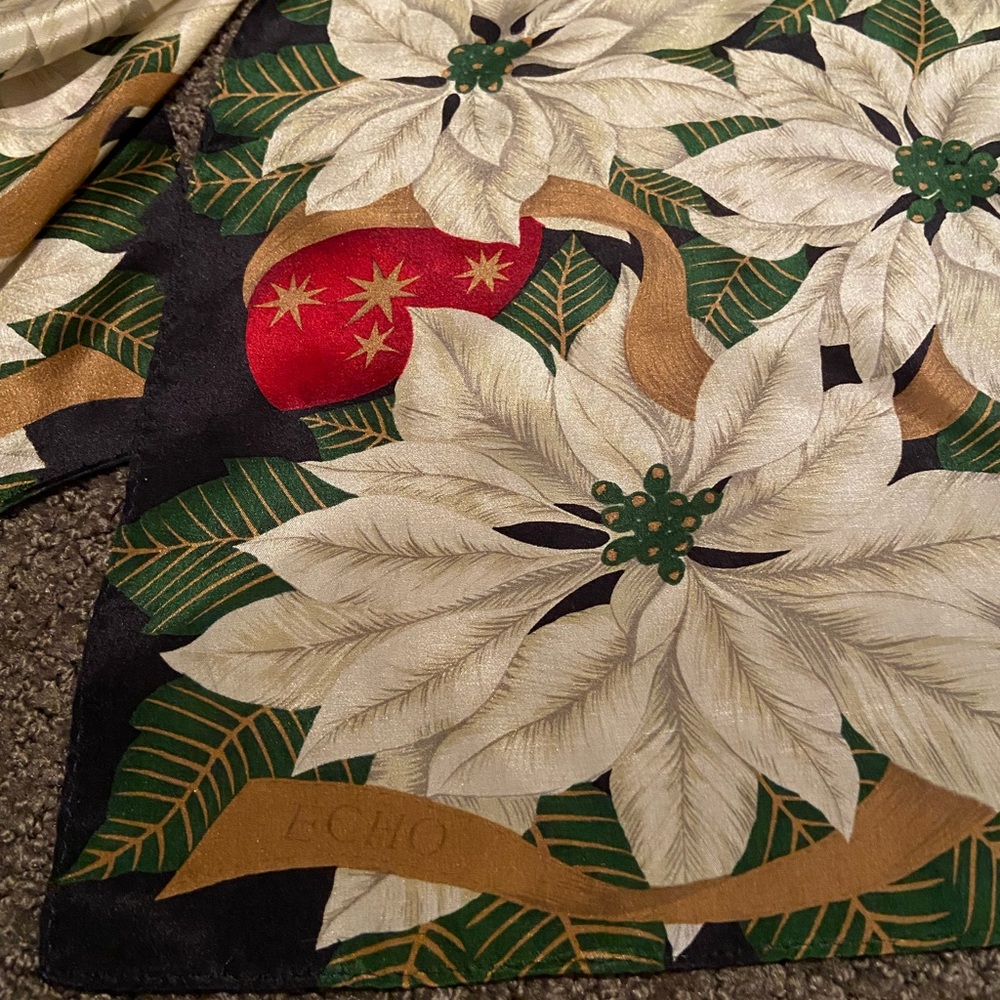 Vintage Echo Silk Christmas Scarf NOS